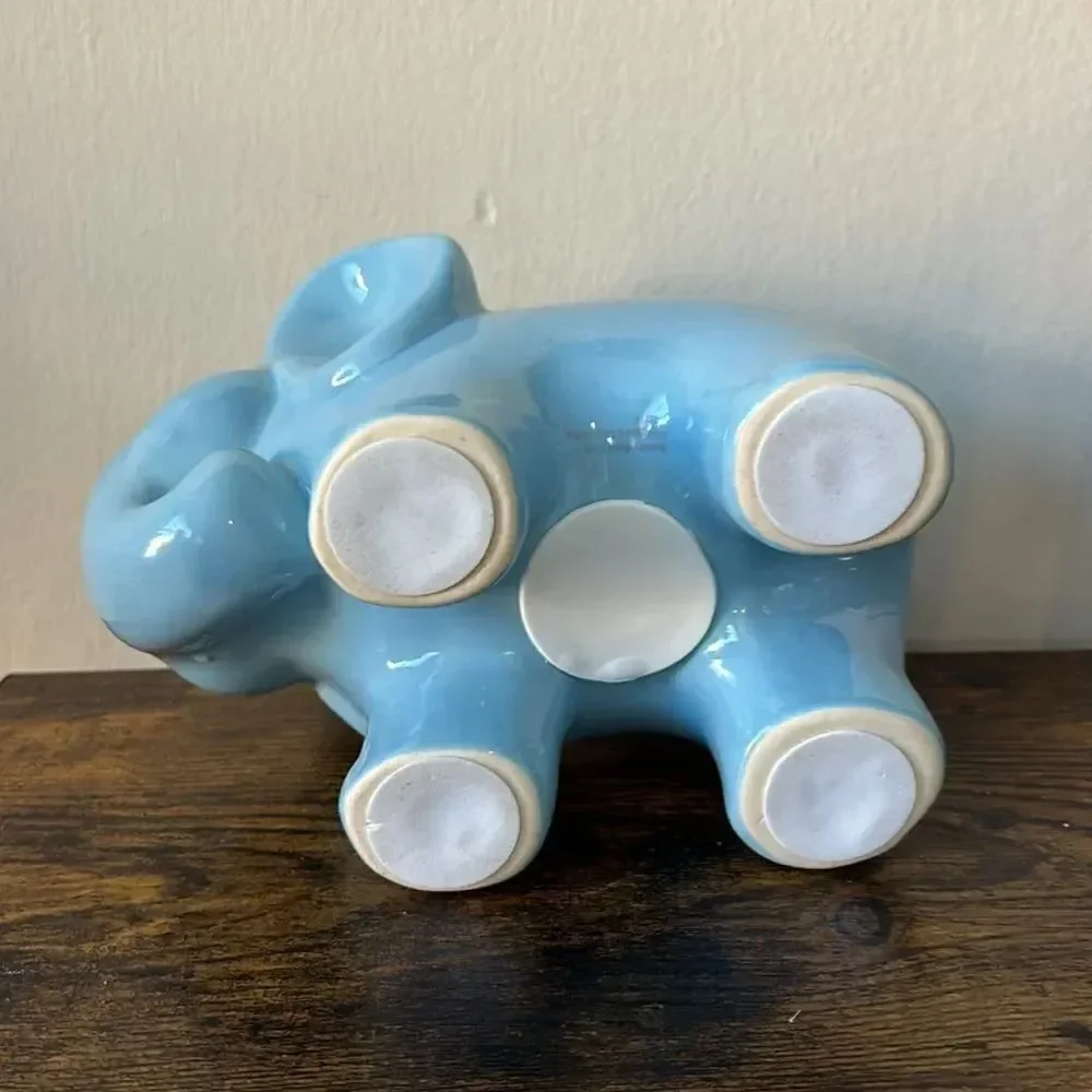 2013 POTTERY BARN KIDS BABAR THE ELEPHANT COIN PIGGY BANK WITH BLUE BIRD PB KIDS